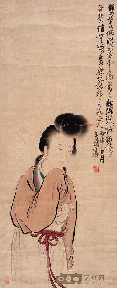 刘德六 美人图 轴 64×26cm